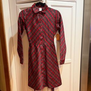 Gymboree Womens Plaid Shirt Dress - Family Celebrations Red Long Sleeve Dress